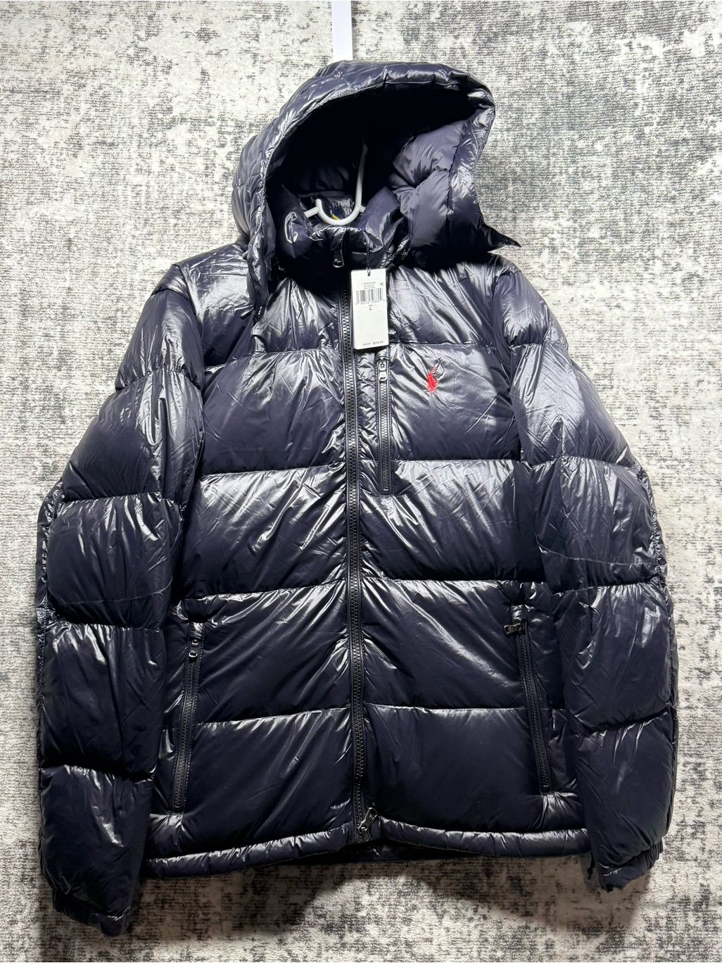 Ralph Lauren Shiny Navy Hooded Puffer Jacket